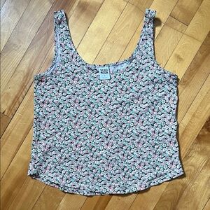 Vero Moda Pink and Mint Floral Scoop Neck Tank Top